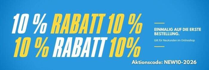 10 % Rabatt in blau/weiß/gelb